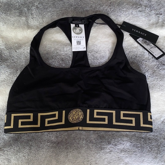 Versace Black Sports Bra with Gold Detailing - Picture 2 of 4
